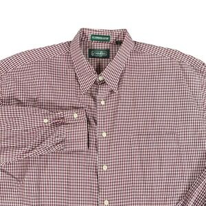 Gitman Bros Button Shirt Mens Size XL Red White Check Cotton USA Long Sleeve